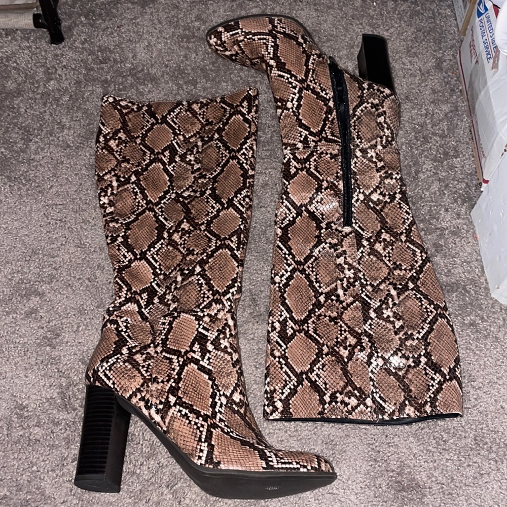 Faux Snakeskin knee high boots